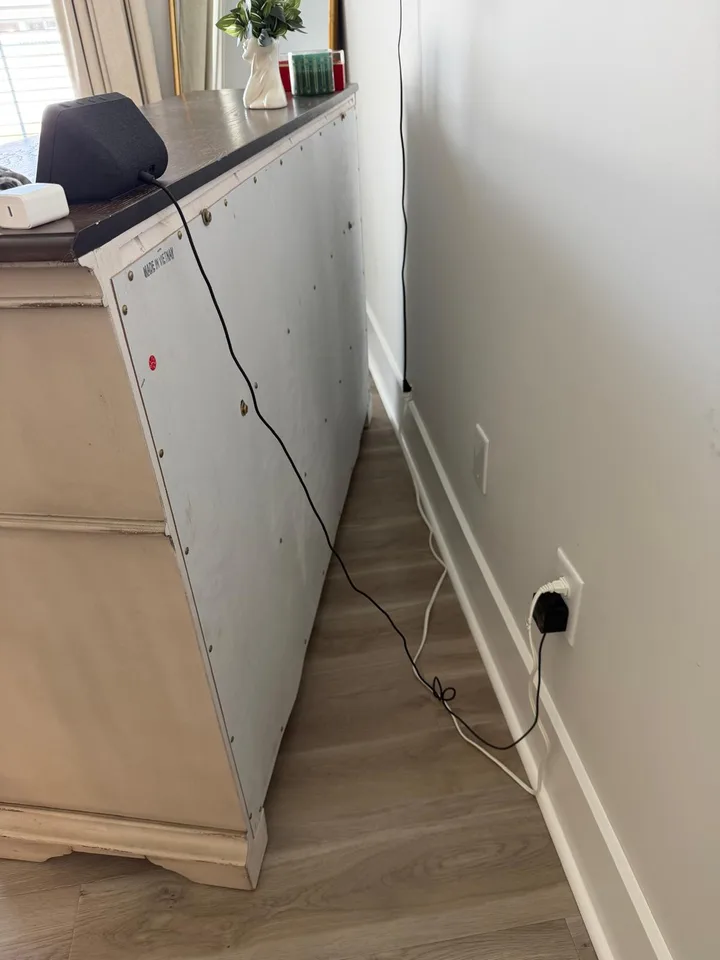 After — Behind every piece of furniture: Moved + cleaned, Spotless edges, Detail-level. Most cleaners skip what they can’t see. We move it, vacuum the floor, then put it back.