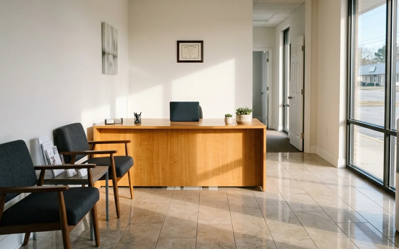 Polished Jacksonville office reception ready before clients arrive